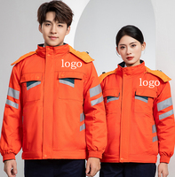 Chaqueta de invierno personalizada para exteriores, uniforme de seguridad para hombres y mujeres, abrigo con capucha reflectante, ropa de trabajo cálida, venta al por mayor.