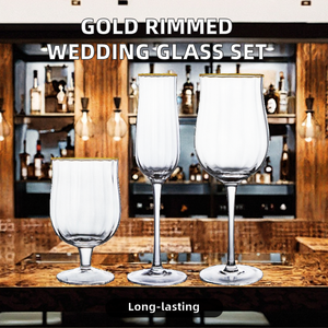 مجموعة rimmmed ذهبية عتيقة بألوان كريستالية مبتكرة بيضاء اللون لحفلات الزفاف والمناسبات التجارية - Product Image 2