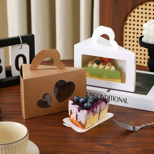 Boîte à gâteau triangulaire pour pâtisserie, avec fenêtre et poignées écologiques recyclables, idéale pour les réceptions et les cadeaux - Product Image 1