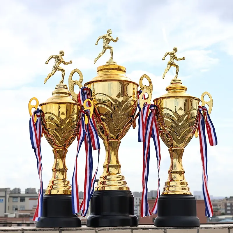 Custom Metal Trophy Cups Awards Gold Sport Ornament Plaque and Gold Wood Resin Metal Trophies