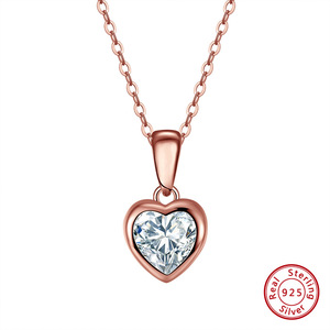 Phụ Nữ Của 14K Vàng Mạ S925 Sterling Bạc Vòng Cổ 4A Zirconia Tình Yêu Trái Tim Xương đòn Mặt Dây Chuyền Hợp Thời Trang Kim Cương Zircon - Product Image 6