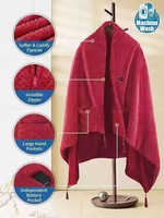 Selendang Pemanas Tanpa Kabel OEM 150*100cm dengan USB, 3 Tingkat Suhu, Bahan Flanel Lembut untuk Menghangatkan Leher, Bahu, dan Punggung