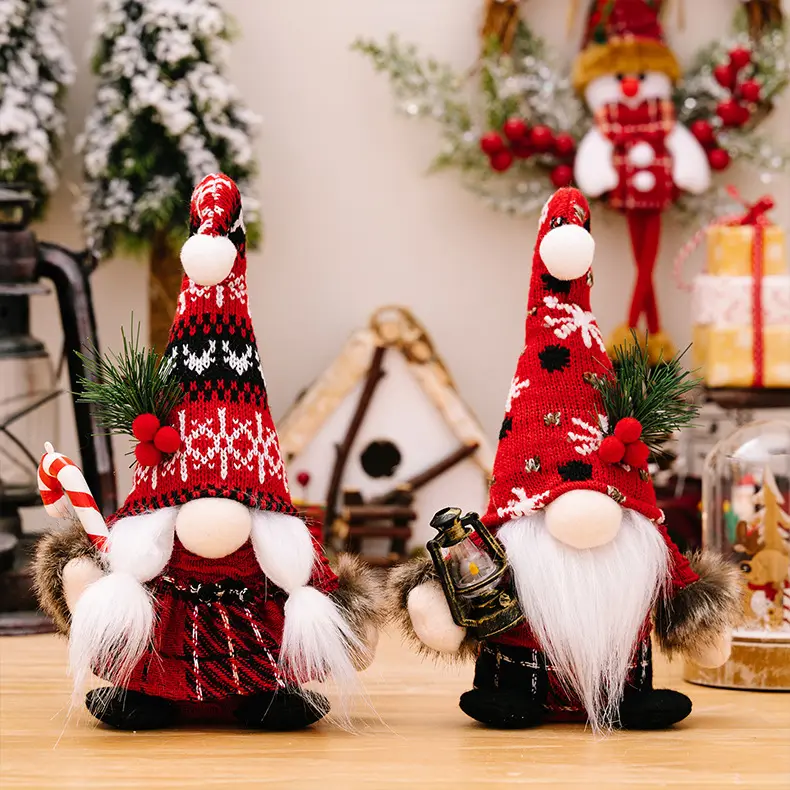 2024 New Rudolph Hair Ball Gestrickte Weihnachts plüsch Gnome Tomte Puppe Für Weihnachts feier Dekor Home Tisch Ornament