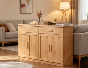 New Arrival Oak Wood Shoe Cabinet with 4 Doors & 2 <b>Drawers</b> for Large Capacity Entryway - Product Image 1