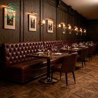 Ron Group Luxury Hotel Restaurant L-Shaped Tufted Booth Seating Square Wood Table Ergonomic Chair Furniture Booth