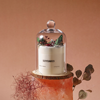 Coffret Cadeau de Bougies Parfumées de Luxe avec Plantes Stabilisées, Roses Séchées Inaltérables, Ensemble de Bougies Parfumées à Froid sous Cloche en Verre