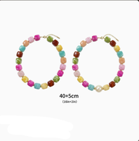 Collar de Resina Colorido para Mujer con Diseño de Bloques de Color y Patrón de Mármol, Perfecto para un Estilo de Vacaciones de Verano en la Playa