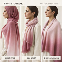 Écharpe en Viscose en Gros 180x70cm Bicolore Effet Froissé Ombré Plissé en Rayonne pour Femme WJ1129