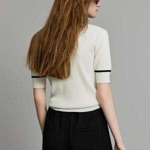 Suéter de verano para mujer con logotipo personalizado, y ODM OEM, manga corta, cuello redondo, informal, tejido, cuello redondo, fino, suelto, nuevo estilo - Product Image 3