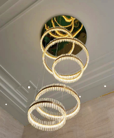 Lustre moderne en cristal LED de haute qualité avec anneau doré pour hôtel, villa, projet d'escalier JY9205