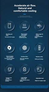 Ventilador de Torre Ultra Cool, Portátil, con 3 Velocidades, Ventilador de Mesa Personal, Silencioso, para Hogar, Oficina y Dormitorio - Product Image 3