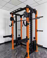 Máquina Smith Multifunción DINUO, Equipo de Gimnasio en Casa, Sistema Integrado de Poleas, Rack para Sentadillas y Levantamiento de Pesas
