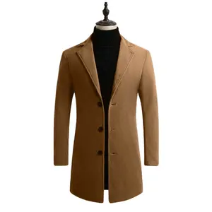 Liu Ming Good Quality 2024 Winter Men Casual Outwear Single Breasted Slim Fit Wool Business Button Trench Jacket Coat