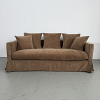 Canapé modulaire rectangulaire en tissu de lin noir moderne belge à 3 places avec housse amovible et cadre en bois massif extensible