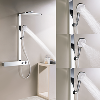 Système de colonne de douche pluie thermostatique de style britannique contemporain Ensemble de robinets en laiton à poignée unique Jet Spray pour salles de bains modernes