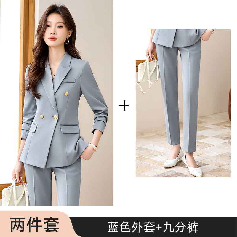 Blue jacket and cropped trousers