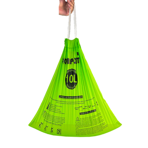 Bột bắp làm phân hủy sinh học cao nhà bếp màu Dây Rút Nhựa túi rác với logo - Product Image 5