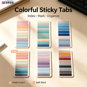 แท็บสีสันสดใส SK 6 ชุด แผ่นบันทึกแบบติดเอง จัดระเบียบเอกสาร หลายสี - Product Image 1