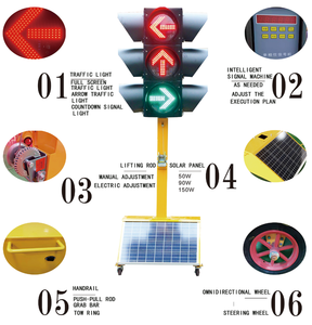Road Construction Solar Wireless Portable Mobile Traffic Signal Light 200mm RYG Countdown Timer Light - Product Image 3