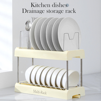 Séchoir à vaisselle à deux étages multifonctionnel en acier inoxydable et en plastique Porte-assiettes pour ustensiles de cuisine