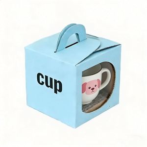 Custom Logo Digital Printing Embossed Recyclable Corrugated <b>Paper</b> Gift Box for Coffee Mug Cup Packaging with Window - Product Image 1
