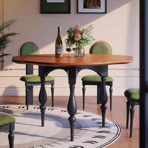 Dining Room Set Solid Wood <b>Round</b> <b>Table</b> Chair Combination French Style Home Kitchen Furniture <b>Small</b> Apartment Artistic Design - Product Image 1