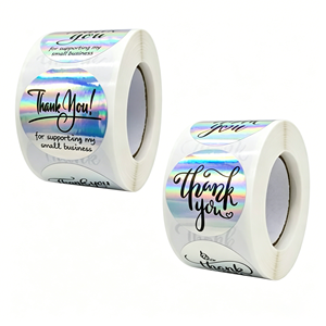 Etiquetas Adhesivas Personalizadas con Láser Iridiscente, Rollo de Etiquetas Redondas Impermeables para Empaquetar Regalos de Pequeñas Empresas - Product Image 2