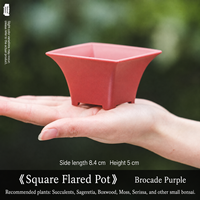 Pot de fleurs carré en résine de style chinois avec plusieurs trous de drainage, jardinière pour usage domestique pour les plantes succulentes, les cactus, les bonsaïs