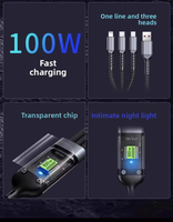 Harga Pabrik Kabel USB Pengisian Cepat LED 5A Universal 100W Bercahaya di Malam Hari, Tembaga Murni untuk Ponsel, Printer, Komputer, Android-Type-C