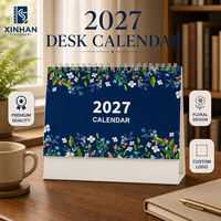 Calendrier de bureau à feuilles mobiles double face, personnalisé avec logo OEM, imprimé offset, reliure spirale, pour planning mensuel et hebdomadaire, vente en gros