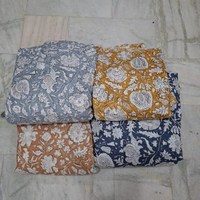 Tissu en coton non tissé cardé, imprimé à la main à motifs floraux, lavé, respirant et léger, pour la confection de robes, sacs, costumes et jouets pour filles