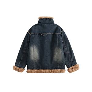 Chaqueta de mezclilla vintage personalizada con lana de cordero, chaqueta de invierno para mujer, gruesa, cálida, con forro de piel, cortavientos, chaquetas para mujer - Product Image 4