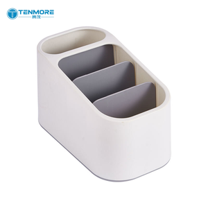 4-Grid Desktop Remote Control <strong>Holder</strong>, Morandi Color-blocking TV Controller Organizer, Plastic Makeup Brush Storage Box - Product Image 2