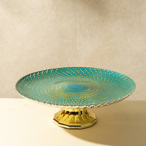 Assiette à fruits ananas en verre écologique de style européen, couleur vert paon, la plus vendue sur Xiaohongshu, présentoir à bijoux <span class=keywords><strong>plat</strong></span> de 13 pouces - Product Image 2