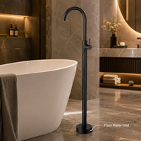 Robinet de baignoire sur pied en laiton gris anthracite, mitigeur chaud/froid à levier unique pour la vente en gros