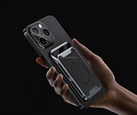 Étui de téléphone portable magnétique en alliage d'aluminium et cuir PU, double fonction portefeuille et porte-cartes de crédit pour une utilisation pratique dans l'industrie