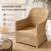 Fauteuil en rotin tressé à la main, style côtier australien, pour salon, chaise d'appoint en osier naturel, intérieur/extérieur, Australie