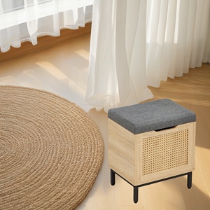 Natural Rattan Brown <strong>Storage</strong> <strong>Stool</strong> Multifunctional Dumbbell <strong>Storage</strong> <strong>Stool</strong> Sturdy Metal Legs Baul <strong>Stool</strong> <strong>Storage</strong> - Product Image 1