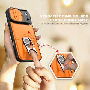 เคสโทรศัพท์แบบมีขาตั้งกล้อง Armor Push-pull สำหรับ iPhone 17 16 15 14 Pro Max ป้องกันการกระแทก พร้อมวงแหวนและฝาหลัง - Product Image 2