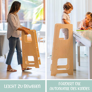 Children's Wooden Booster <b>Stool</b> Natural Color Safety Feature <b>Kitchen</b> Use Toddler <b>Step</b> <b>Stool</b> - Product Image 3
