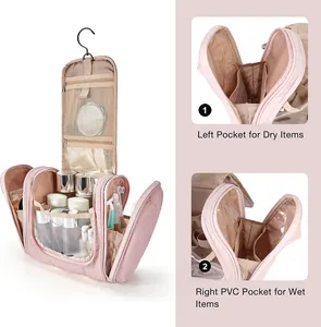 Pabrik langsung grosir tas kosmetik portabel tas peralatan mandi kosmetik perjalanan gantung