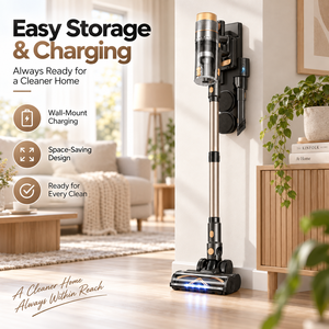Aspirateur sans fil 20KPa Haute puissance d'aspiration Moteur sans balais 200W Système de filtration à 6 couches Bac à poussière de 1,8L Lumière LED - Product Image 2