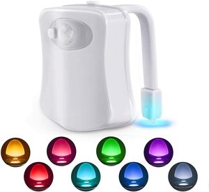 8 Farb anzeige Toiletten licht Bewegungs aktivierter Sensor Toiletten sitz Schüssel Nachtlicht LED Toiletten licht für Waschraum/WC/Wasser schließen - Product Image 1