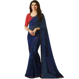 Vêtement ethnique indien fête porter des saris prix de gros avec belle impression et bordure en dentelle jacquard et chemisier assorti pièce ApparelGarment - Product Image 5