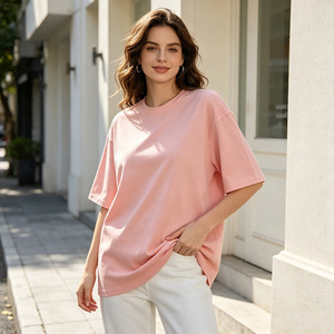 Camiseta Blanca de Cuello Redondo para Mujer, Corte Holgado, Manga Corta, 100% Algodón Jersey, Color Sólido, Informal, para Verano - Product Image 4