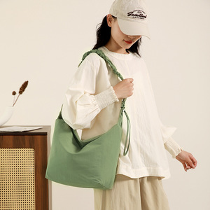 Women's Nylon Bucket Bag Soft Drawstring Shoulder Crossbody Bag With Zipper And Inner Pockets For Everyday Use Spring 2025 - Product Image 3