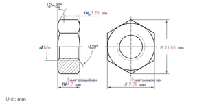 DIN 934 thép carbon <span class=keywords><strong>Tiny</strong></span> Nut cho công nghiệp khai thác mỏ M6 Hex Head Nut mạ kẽm mạ kẽm - Product Image 3