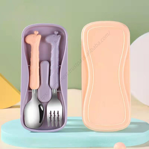 Vente en gros de fourchettes et cuillères pour enfants de qualité alimentaire Syh356, ensemble de couverts pour enfants, acier inoxydable, bébé, enfant - Product Image 3