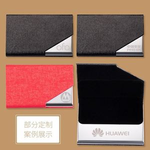 Étui à cartes de visite fin en acier inoxydable avec logo laser pour hommes et femmes, porte-cartes professionnel en métal de poche - Product Image 3