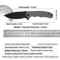Couteau pliant d'extérieur super pratique en acier à haute teneur en carbone JY2104, couteau de poche tactique portable pour la pêche et la survie